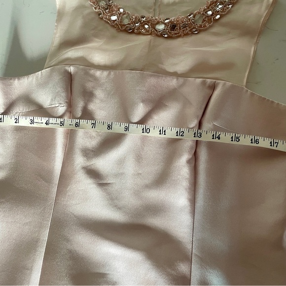 Teri Jon by Rickie Freeman Blush Pink Cocktail Formal Satin 2-Piece Suit 12 - Picture 7 of 13